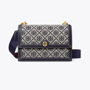 TORY BURCH T Blue Monogram Jacquard Small Shoulder Bag