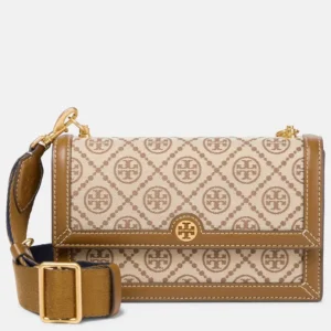 TORY BURCH T Beige Monogram Jacquard Small Shoulder Bag